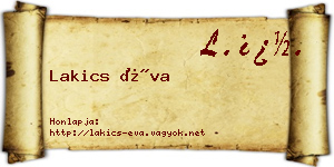 Lakics Éva névjegykártya
